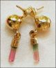 BI-COLOR TOURMALINE EARRINGS/18k GOLD � (Brazil) -- (All uses, N)
